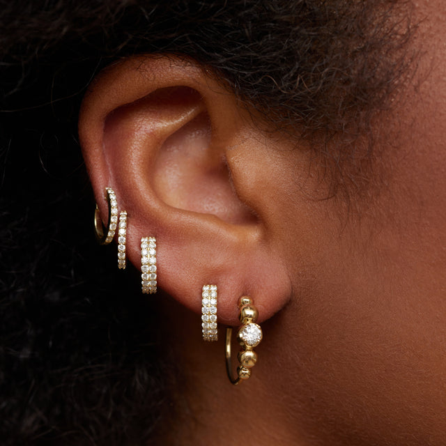Small Graduated Bezel Hoops with Illusion Set Diamond Accent