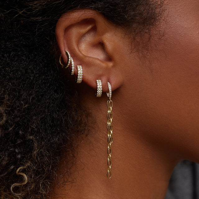 Two-Tone Diamond Edith Studs with Small Edith Link Fringe