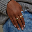 Small Double Dome Ring with Diamond Pave Accent