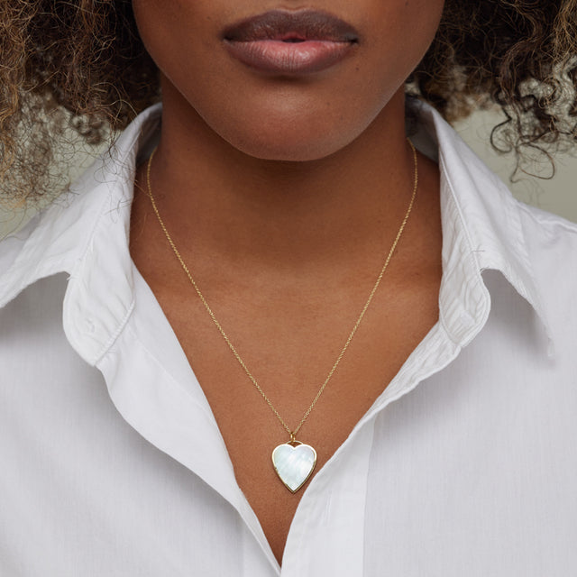 Mother of Pearl Inlay Heart Necklace