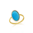 Oval Turquoise Cabochon Ring with Diamonds