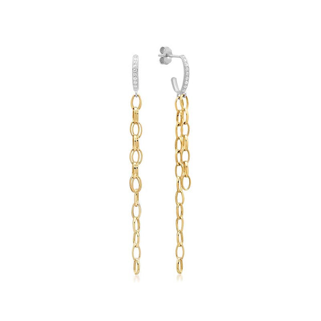 Two-Tone Diamond Edith Studs with Small Edith Link Fringe