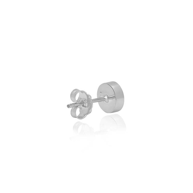 White Gold Onyx Inlay Circle Studs with Diamonds