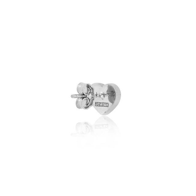 White Gold Onyx Inlay Heart Studs