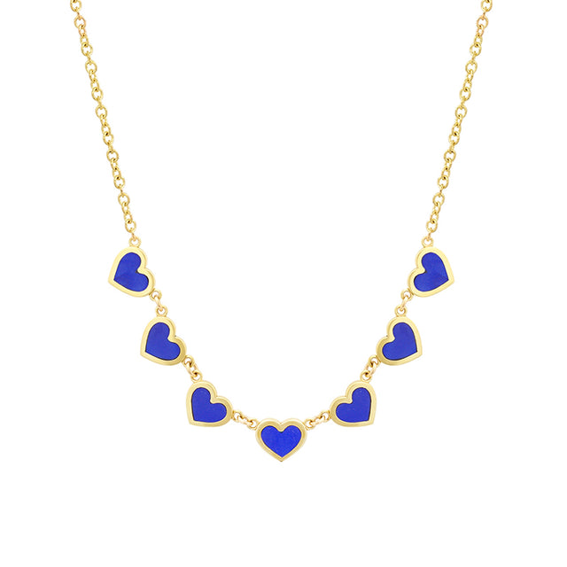 7 Extra Small Lapis Heart Necklace