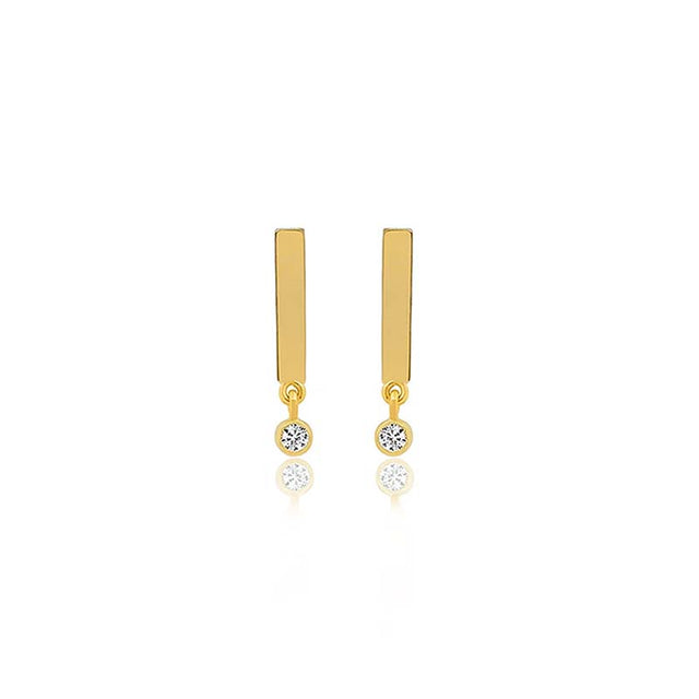 Bar Studs with Diamond Bezel Drop