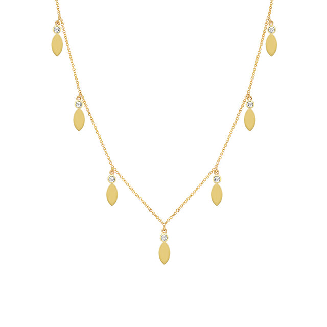 7 Mini Diamond Bezel and Marquise Dangle Necklace