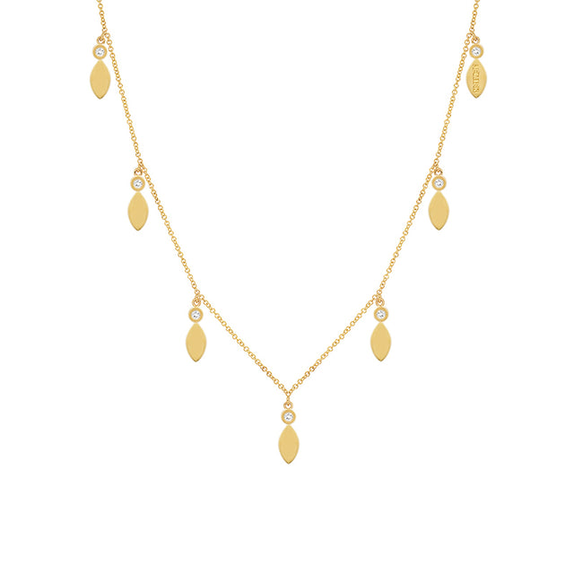 7 Mini Diamond Bezel and Marquise Dangle Necklace