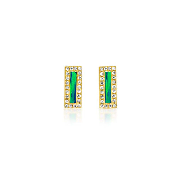 Opal Inlay Bar Studs with Diamonds