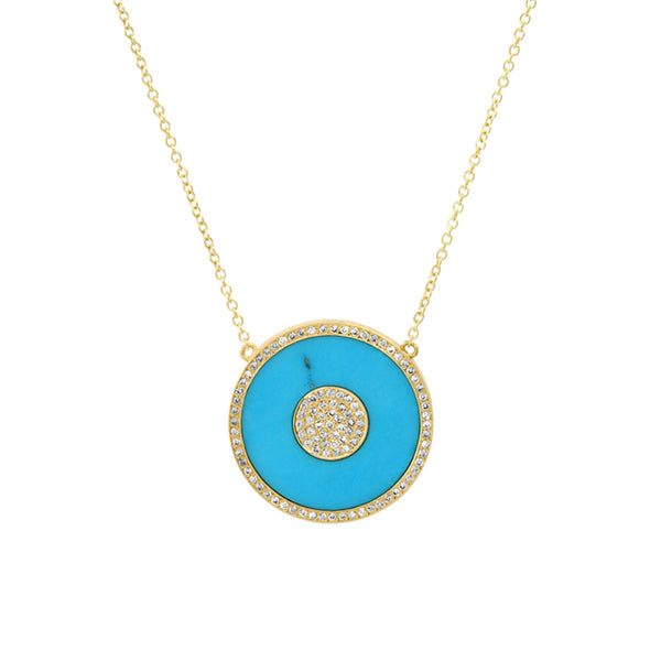 Turquoise and Diamond Inlay Evil Eye Necklace for Women