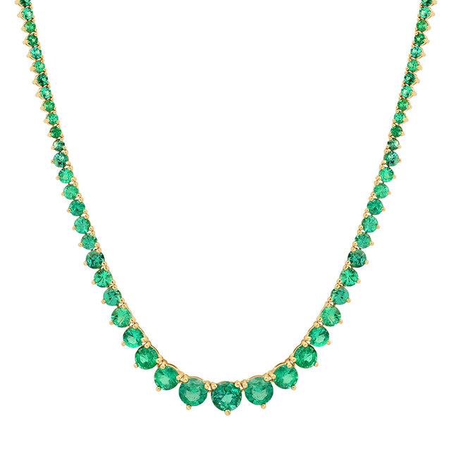 Luxe Graduated 3-Prong Emerald Tennis Necklace