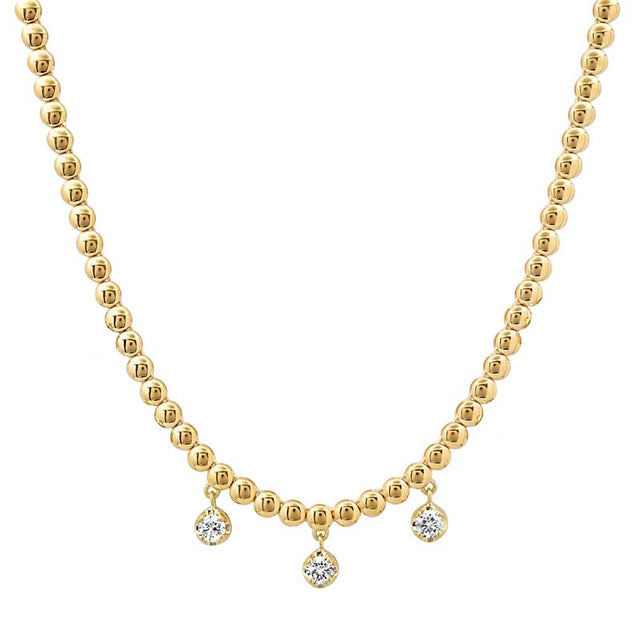 Bezel Tennis Necklace With 3 Medium Illusion Set Diamonds