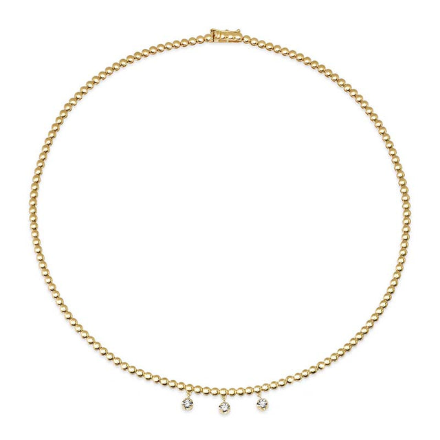 Bezel Tennis Necklace With 3 Medium Illusion Set Diamonds
