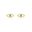 Mini Open Evil Eye Studs with Emerald Center