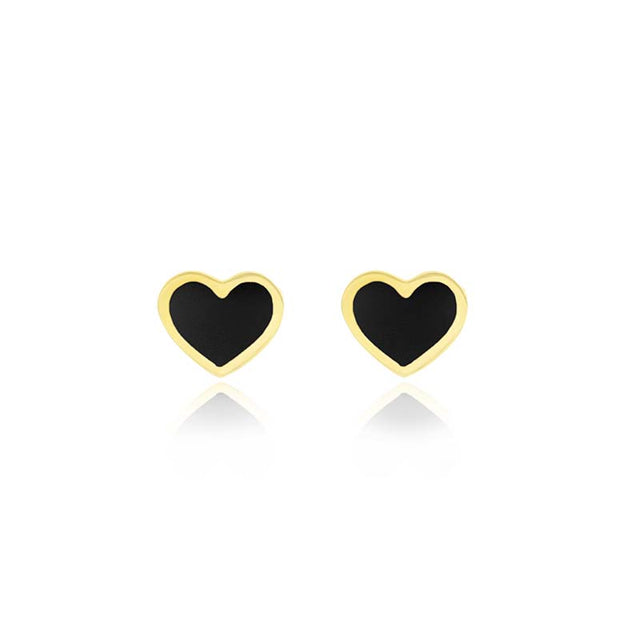 Onyx Inlay Heart Studs
