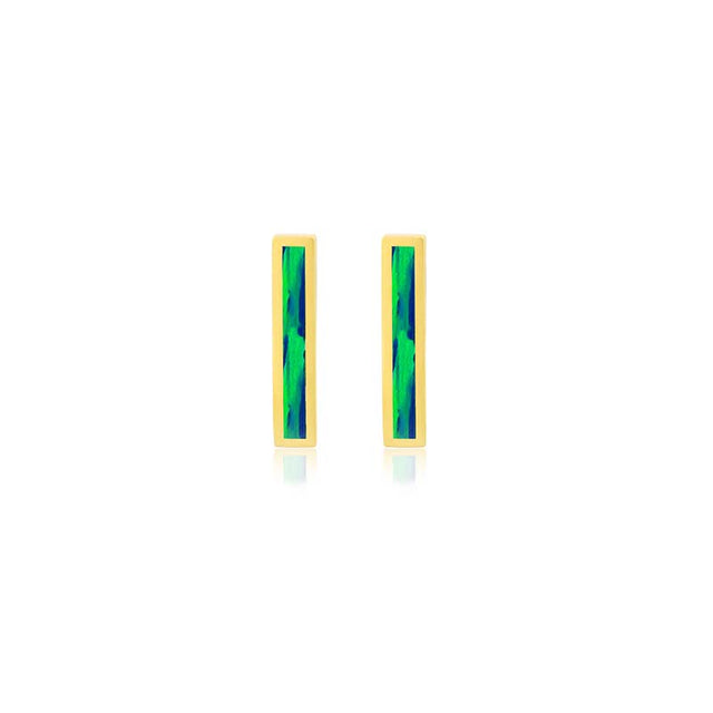 Opal Inlay Long Bar Studs