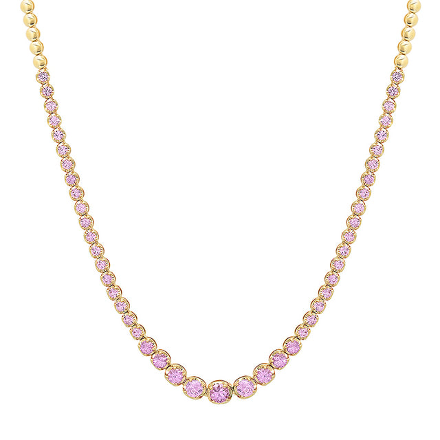 Graduated Pink Sapphire Tennis Necklace