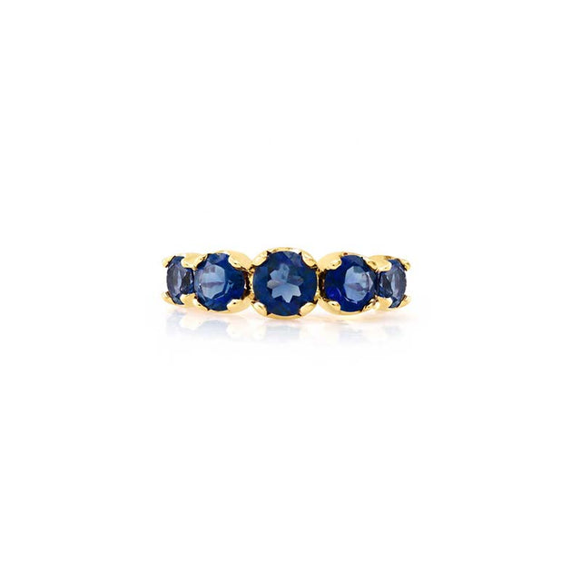 Large Graduated Blue Sapphire Ring
