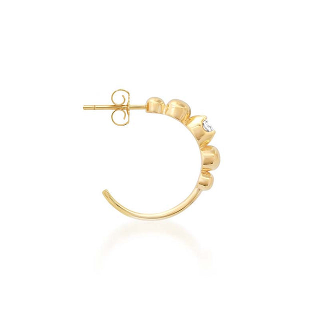 Small Graduated Bezel Hoops with Illusion Set Diamond Accent