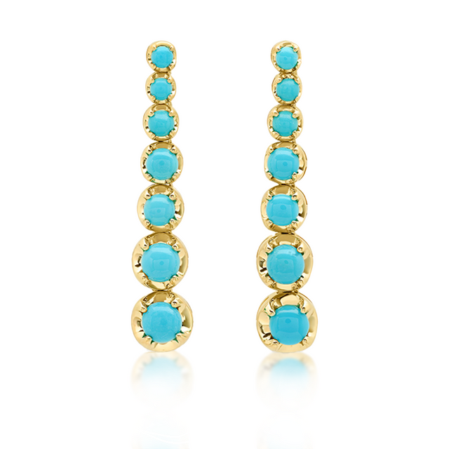 Large Graduated Turquoise Tennis Studs