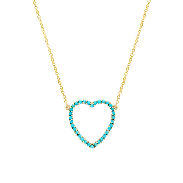 Large Turquoise Open Heart Necklace