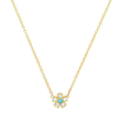 Diamond Flower Necklace with Turquoise Center
