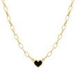 Small Edith Link Necklace with Onyx Inlay Heart
