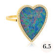 Red Boulder Opal Inlay Heart Ring with Diamonds