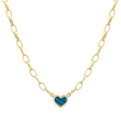 Small Edith Link Necklace with Opal Inlay Heart