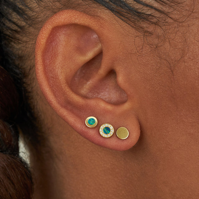 Opal Inlay Circle Studs with Diamonds