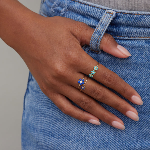 Ladies Preserved Flower Blue store Diamond Ring