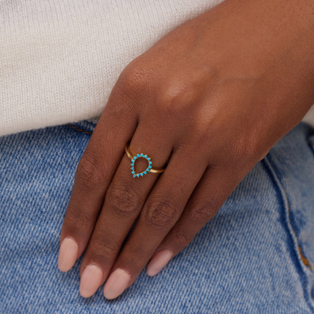 Mini 3-Prong Turquoise Open Teardrop Ring