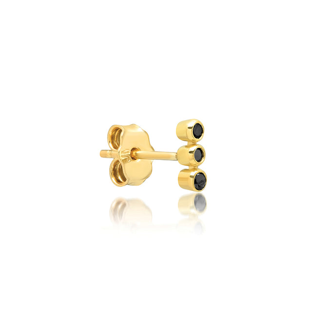 3 Mini Black Diamond Bezel Studs
