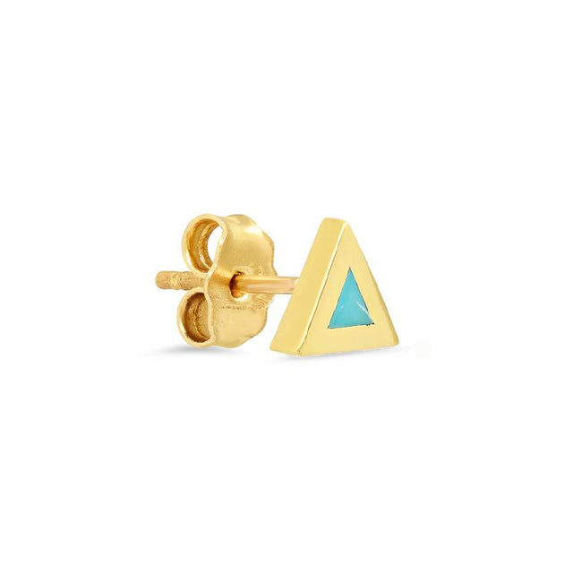 Single Turquoise Inlay Triangle Stud