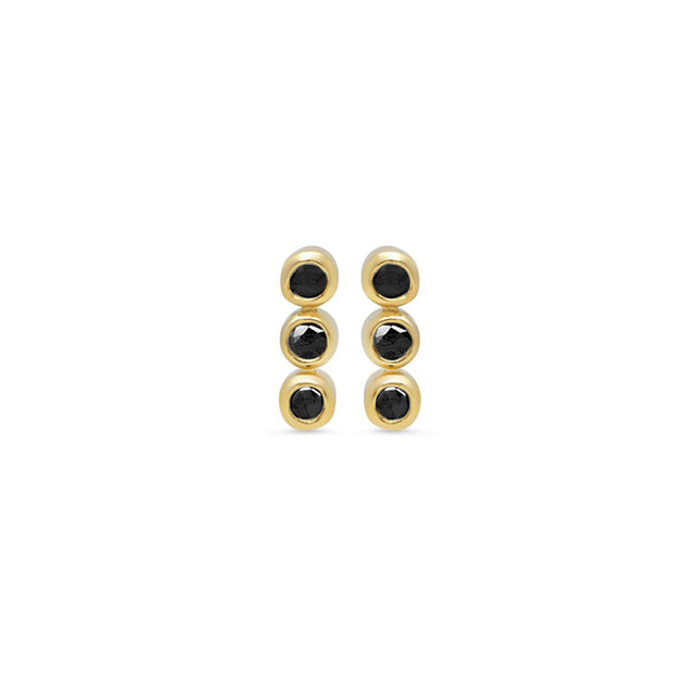 3 Mini Black Diamond Bezel Studs