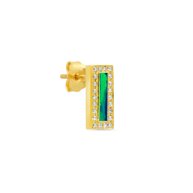 Opal Inlay Bar Studs with Diamonds