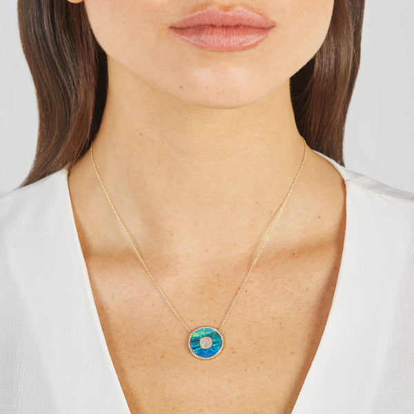 Opal Evil Eye Necklace Blue Boulder Opal And Diamond Inlay Evil
