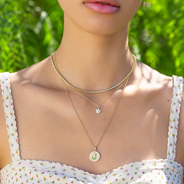 Large Diamond Flower Necklace