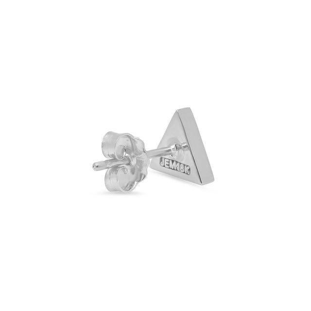 White Gold Onyx Inlay Triangle Studs with Diamonds