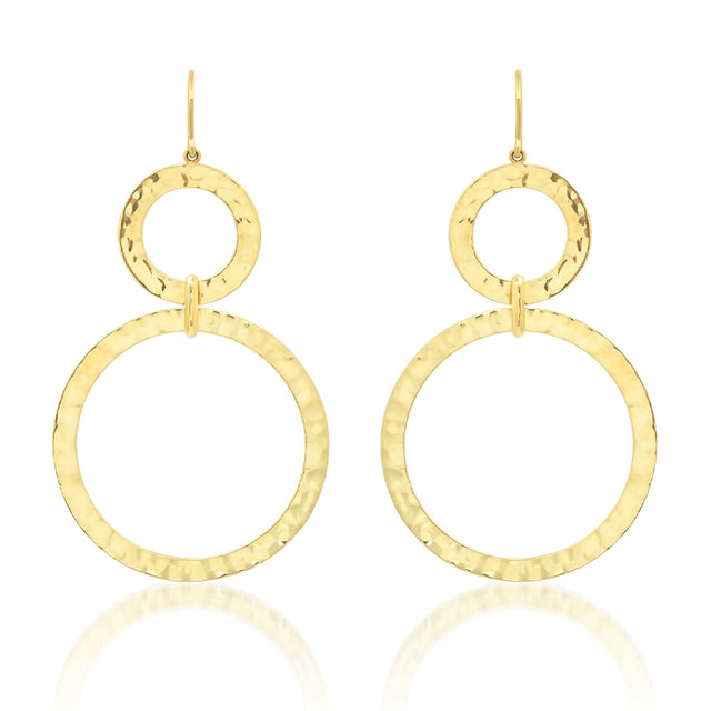 Graduated Hammered Open Circle Drop Earrings
