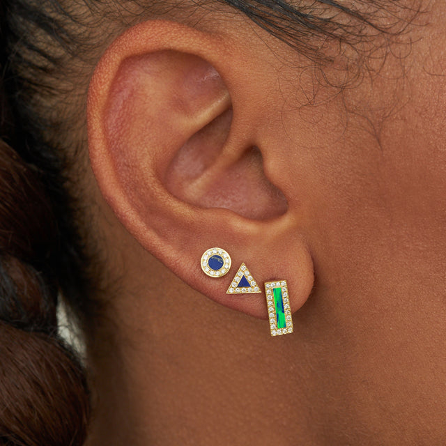 Opal Inlay Bar Studs with Diamonds