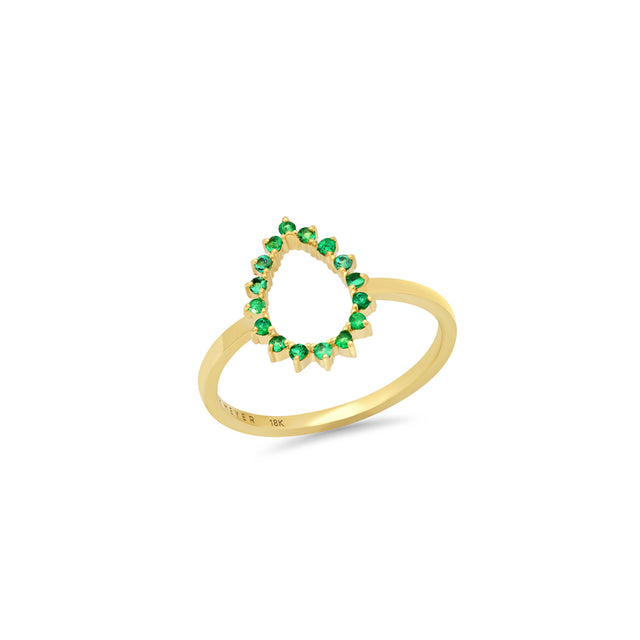 Mini 3-Prong Emerald Open Teardrop Ring