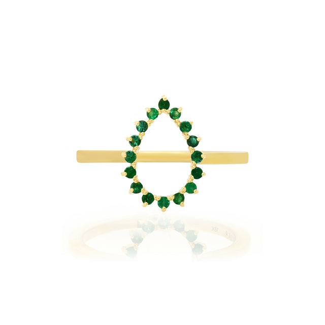 Mini 3-Prong Emerald Open Teardrop Ring