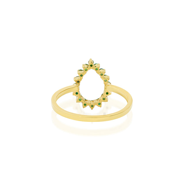 Mini 3-Prong Emerald Open Teardrop Ring