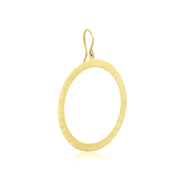 Hammered Large Open Circle Drop Earrings
