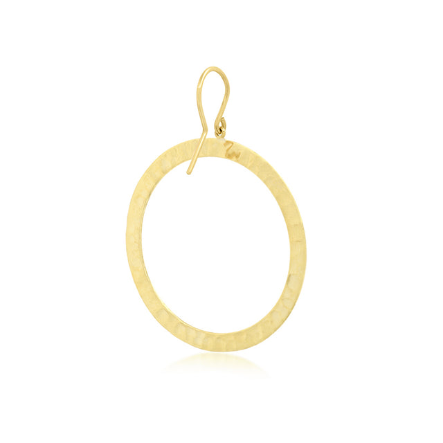 Hammered Large Open Circle Drop Earrings