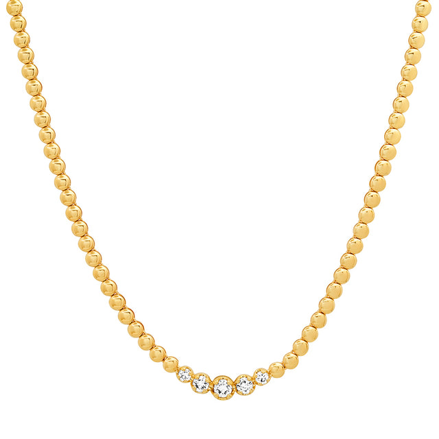 Bezel Tennis Necklace with Graduated Diamond Center