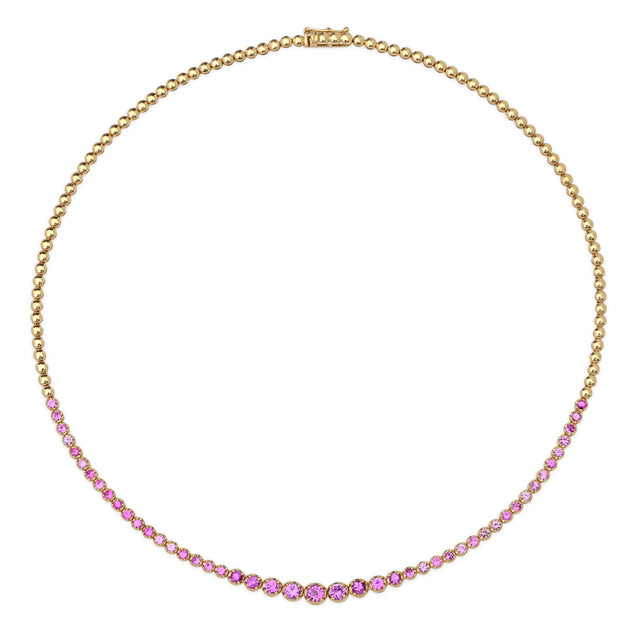 Graduated Pink Sapphire Tennis Necklace