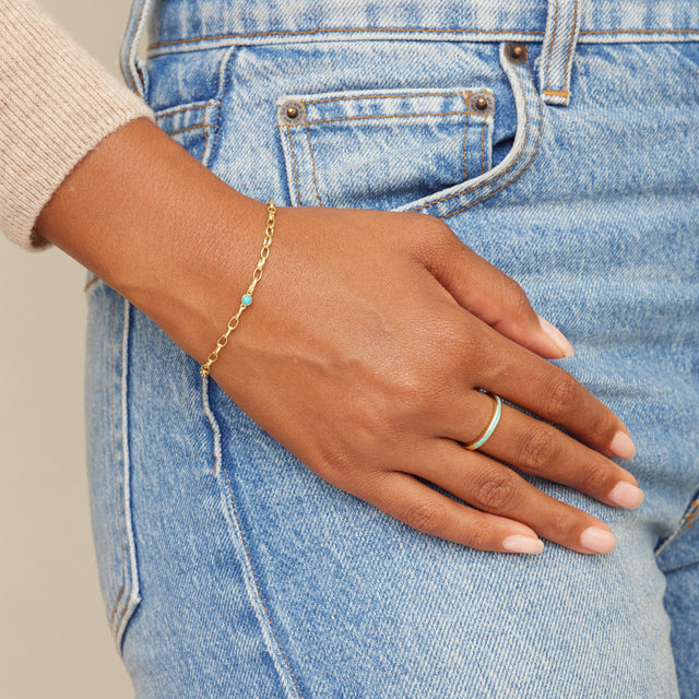 Channel Set Turquoise Baguette Ring