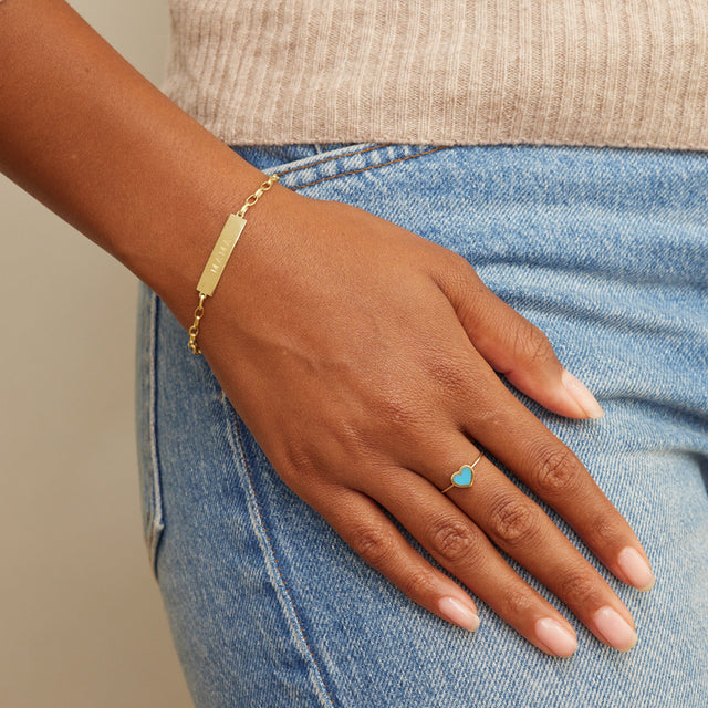 Extra Small Turquoise Inlay Heart Ring